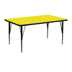 Flash Furniture 48"W Rectangular HP Laminate Activity Table With Short Height-Adjustable Legs, Yellow