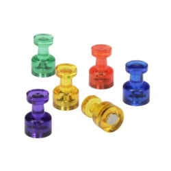 SKILCRAFT® Magnetic Push Pins, 3/8", Assorted Colors, Pack Of 5 Pins (AbilityOne 7510-01-687-5678)