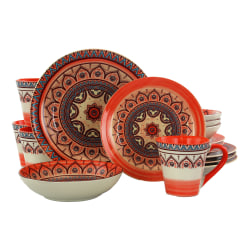 Elama 16-Piece Stoneware Dinnerware Set, Zen Rust Mozaik