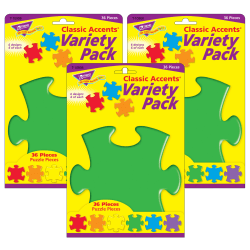 Trend Classic Accents, Puzzle Pieces, Pack Of 36 Accents, Set Of 3 Packs