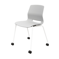 KFI Studios Imme Stack Chair With Caster Base, Light Gray/White