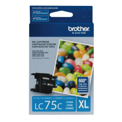 Brother® LC75 Cyan High-Yield Ink Cartridge, LC75C