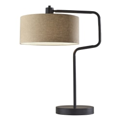 Adesso® Jacob Swing-Arm Table Lamp, 25-1/2"H, Natural Shade/Antique Bronze Base