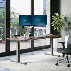 VARI Electric Standing Desk With ComfortEdge, 72"W, Walnut