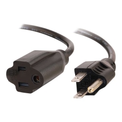 C2G 12ft Power Extension Cord - Outlet Saver - 18 AWG - Power extension cable - NEMA 5-15 (M) to NEMA 5-15 (F) - 12 ft - black