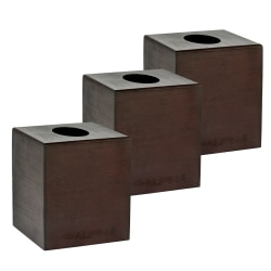 Alpine Wooden Tissue Box Covers, 6-1/4" x 5-1/2" x 5-1/2", Espresso, Pack Of 3 Covers