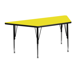 Flash Furniture 47"W Trapezoid HP Laminate Activity Table With Short Height-Adjustable Legs, Yellow