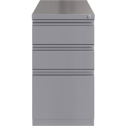 Hirsh® 20"D Vertical 3-Drawer Mobile Pedestal File Cabinet, Arctic Silver