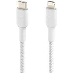 Belkin Braided USB-C to Lightning Cable (2m / 6.6ft, White) - 6.60 ft Lightning/USB-C Data Transfer Cable for iPad, iPad Pro, iPad mini, iPad Air, iPhone - First End: 1 x USB Type C - Male - Second End: 1 x Lightning - Male - White