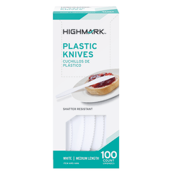 Highmark® Medium-Length Plastic Cutlery, Knives, Pack Of 100 Knives