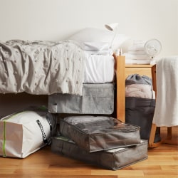 Dormify 16-Piece Polyester Dorm Bundle, Twin XL, Gray Dot