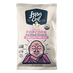 LesserEvil Organic Popcorn, Himalayan Pink, 0.88 Oz, Pack Of 18 Bags