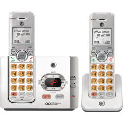 AT&T EL52215 DECT 6.0 Cordless Phone - Silver, Black - Cordless - 1 x Phone Line - 2 x Handset - Speakerphone - Answering Machine