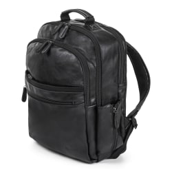 Bugatti Valentino Vegan Leather Backpack With RFID Pocket And 15.6" Laptop Compartment, Black