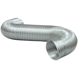 Deflecto® Semi-Rigid 4" x 5’ Aluminum Duct For General Venting, Silver, VENA0459