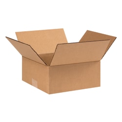 Partners Brand Flat Corrugated Boxes, 9"L x 9"W x 4"H, Kraft, Pack Of 25
