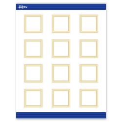 Avery® Print-To-The-Edge Cards With Sure Feed® Technology, S00-DHN-PRMWC10, Square, 2" x 2", Matte White, Preprinted Multi-Lined Gold Border Design, Pack Of 120