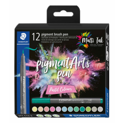 Staedtler Pigment Brush Pens, Pastel Colors, Set Of 12 Pens