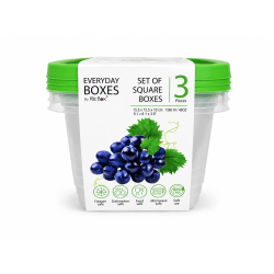 Klic Food Storage Containers, Rectangular, Clear/Green, Total Qty 3
