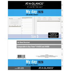 AT-A-GLANCE® 2026 Daily Planner Two Pages Per Day Refill, Loose-Leaf, Folio Size, 8 1/2" x 11"