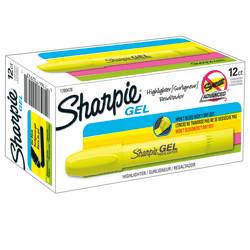 Sharpie® Gel Highlighters, Fluorescent Yellow, Pack Of 12