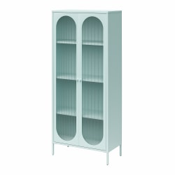 Mr. Kate Luna Tall 32"W 2-Door Accent Cabinet With Fluted Glass, Sky Blue