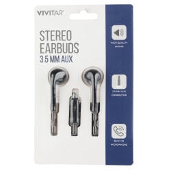 Vivitar Wired Stereo Earbuds, Black, NIL8001