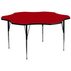 Flash Furniture Flower Thermal Laminate Activity Table With Height-Adjustable Legs, 30-1/8" x 60", Red