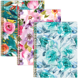 Global Fashion Spiral Notebooks, 8-1/2" x 11", 1 Subject, College Rule, 120 Sheets, Floral, Pack Of 3 Notebooks