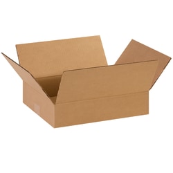 Partners Brand Flat Corrugated Boxes, 14" x 11" x 3", Kraft, Pack Of 25