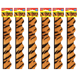 Trend Terrific Trimmers Packs, 39’ x 2-1/4", Tiger, Set Of 6 Packs