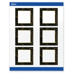 Avery® Printable Labels With Sure Feed® Technology, S00-ETD, Square, 3" x 3", Glossy White With Preprinted Black/Gold Vein Border, Pack Of 60