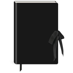 Lady Jayne Vegan Leather Softcover Journal With Grosgrain Bow, 5-7/8" x 8-1/4", Ruled, 160 Pages, Black