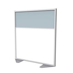 Ghent Floor Partition With Aluminum Frame, 53-7/8"H x 48"W x 2"D, White/Silver