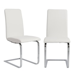 Eurostyle Cinzia Dining Chairs, White/Chrome, Set Of 2 Chairs