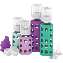 LifeFactory Glass Baby Bottle Starter Kit, 9 Oz, Multicolor