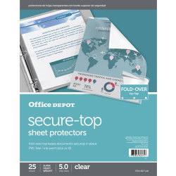 Office Depot® Brand Secure-Top Sheet Protectors, 8-1/2" x 11", Clear, Pack of 25