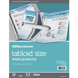 Office Depot® Brand Tabloid-Size Sheet Protectors, 11" x 17", Clear, Pack Of 10