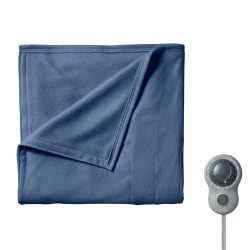 Sunbeam Full-Size Electric Fleece Heated Blanket, 72" x 84", Blue