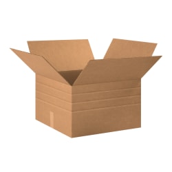 Partners Brand Multi-Depth Corrugated Boxes, 20" x 20" x 12", Scored 10", 8", 6", Kraft, Pack Of 15