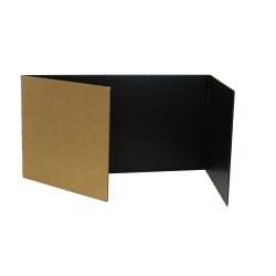Flipside Products Corrugated Study Carrels, Corrugated Cardboard, 12" x 48", Black, Pack Of 24 Carrels