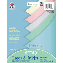 Pacon® Bond Paper, Letter Size (8 1/2" x 11"), 20 Lb, Assorted Pastel Colors, Ream Of 500 Sheets