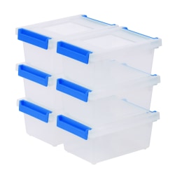 IRIS Plastic Storage Bins with Lids, 1-Quart, Clear, Total Qty 6
