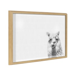Kate and Laurel Blake Non-Magnetic Framed Dry-Erase Printed Glass, 18" x 24", Alpaca by Simon Te of Tai Prints, Natural Plastic Frame