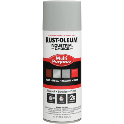 Rust-Oleum Industrial Choice 1600 System Multi-Purpose Enamel Spray Paint, 12 Oz, Gloss ANSI 70 Light Gray, Case Of 6 Cans