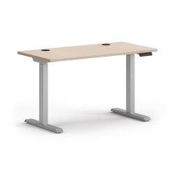 HON Mod 48"W Height-Adjustable Computer Desk, Desert Oak/Silver