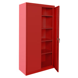 Sandusky Classic Series Medium-Duty Assembled Storage Cabinet, 72"H x 36"W x 18"D, Red