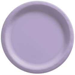 Amscan Round Paper Plates, Lavender, 6-3/4", 50 Plates Per Pack, Case Of 4 Packs