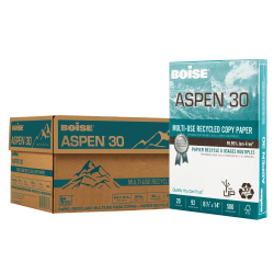 Boise® ASPEN® 30 Multi-Use Printer & Copy Paper, White, Legal (8.5" x 14"), 500 Sheets Per Ream, 20 Lb, 92 Brightness, 30% Recycled, FSC® Certified