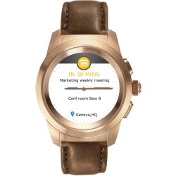 MyKronoz ZeTime Premium Hybrid Smartwatch, Petite, Brushed Pink Gold/Brown Vintage Leather, KRZT1PP-BPG-BWLEA